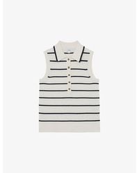 Reiss - Sarah Stripe-Print Wool And Cashmere Polo Vest - Lyst