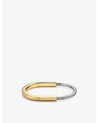 Tiffany & Co. - Lock 18ct Yellow And White-gold And 1.08ct Diamond Bangle Bracelet - Lyst