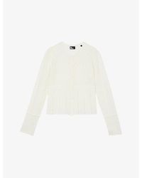 The Kooples - Round-Neck Openwork Knitted Cardigan - Lyst