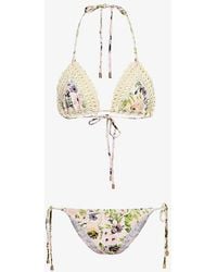 Zimmermann - Creamfloral Halliday Crochet-knit Bikini Set - Lyst
