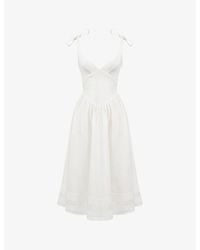 House Of Cb - Hattie Pintucked Stretch Cotton-Blend Midi Dress - Lyst
