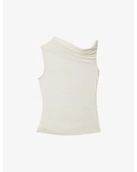 Reiss - Dylan Ruched Woven-blend Top - Lyst