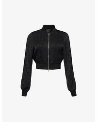 Givenchy - Monogram-jacquard Cropped Woven-blend Jacket - Lyst