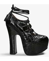 Vivienne Westwood - Elevated Ghillie Croc-embossed Leather Platform Sandals - Lyst