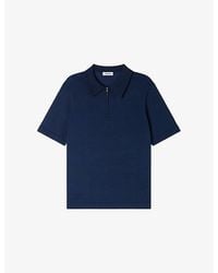 Sandro - Zipped Stretch-Woven Polo Shirt - Lyst