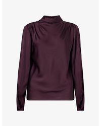 Vince - Draped Cowl-Neck Silk-Blend Top - Lyst