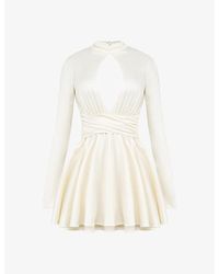 House Of Cb - Aryana Bow-Embellished Stretch-Satin Mini Dress - Lyst