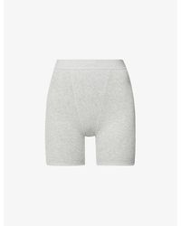 Skims - Ribbed High-rise Stretch-cotton Boxer Shorts - Lyst