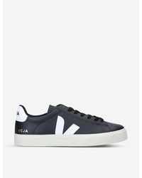Veja - Blk/white Campo Leather And Coated-canvas Low-top Trainers - Lyst
