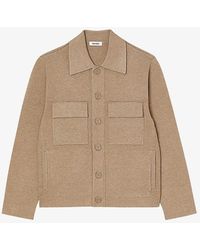 Sandro - Patch-pocket Marl-pattern Knitted Cardigan X - Lyst