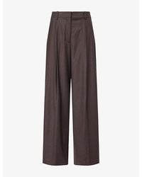 Theory - The Wide-Leg Pleat Wool Trousers - Lyst
