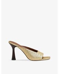 Reiss - Justine Metallic Leather Heeled Mules - Lyst