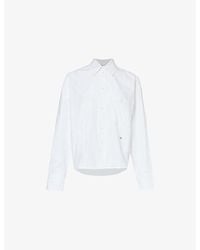 Victoria Beckham - Brand-embroidered Patch-pocket Cotton-poplin Shirt - Lyst