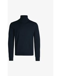 Sandro - Mens Navy Blue Turtleneck Fine-knit Wool Jumper L - Lyst