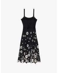 Maje - Sleeveless Floral-Pattern Cotton-Crochet Midi Dress - Lyst