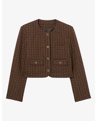 Claudie Pierlot - Checked Cropped Wool-Blend Jacket - Lyst