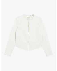 Ted Baker - Manabuj Round-neck Cropped Stretch-woven Jacket - Lyst
