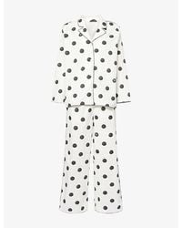 Desmond & Dempsey - Placement-Print Long-Sleeve Cotton Pyjama Set - Lyst