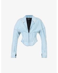 Mugler - Corset-boning Contrast-stitching Organic-denim Jacket - Lyst