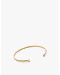 Monica Vinader - Solitaire 18Ct-Plated Vermeil Sterling- And 0.015Ct Lab-Grown Diamond Cuff - Lyst