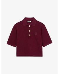 Sandro - Button-Embellished Embroidered Cotton Polo Shirt - Lyst