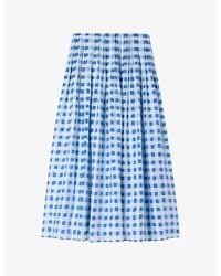Sandro - Gingham-Print Elasticated-Waist Linen-Blend Maxi Skirt - Lyst