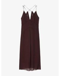 AllSaints - Fawn V-Neck Woven Midi Slip Dress - Lyst