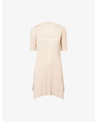 Pleats Please Issey Miyake - Mock-Neck Short-Sleeve Knitted Tunic Top - Lyst