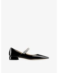 Jimmy Choo - Bing 25 Crystal-Embellished Patent-Leather Flats - Lyst