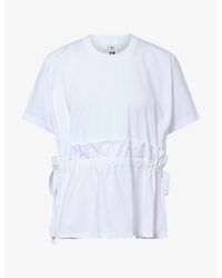Noir Kei Ninomiya - Ruffle Drawstring Cotton-Jersey T-Shirt - Lyst