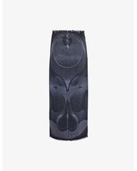 Conner Ives - Ghulam Graphic-pattern Denim Maxi Skirt - Lyst
