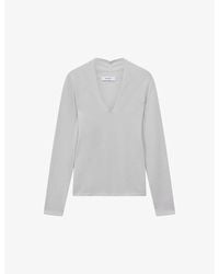 Reiss - Lina Ruched-neck Woven-blend Top - Lyst