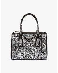 Prada - Galleria Mini Crystal-Embellished Satin Bag - Lyst