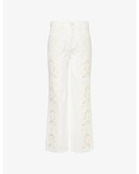 PAIGE - Sawyer Embroided Wide-Leg Denim Jeans - Lyst