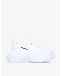 Balenciaga - Men's Triple S Logo-print Faux-leather And Mesh Low-top Trainers - Lyst