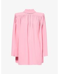 Valentino - Draped High-Neck Silk Top - Lyst