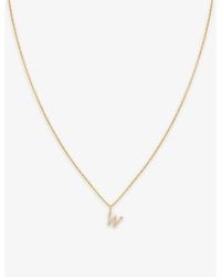 Astrid & Miyu - Initial W 18Ct-Plated Sterling- And Cubic Zirconia Pendant Necklace - Lyst