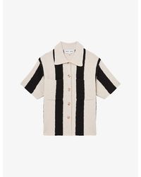 Reiss - X Les 100 Ciels Striped Buttoned Knitted Top - Lyst