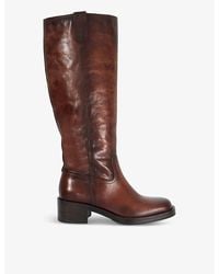 Dune - Tayan Square-Toe Leather Knee-High Boots - Lyst