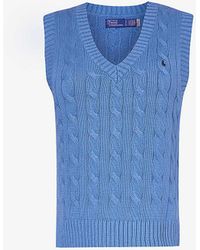 Polo Ralph Lauren - V-neck Logo-embroidered Cotton Knitted Vest X - Lyst