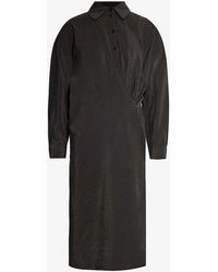 Lemaire - Relaxed-fit Long-sleeved Silk-blend Midi Dress - Lyst
