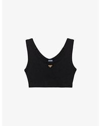 Prada - Ribbed Jersey Crop Top - Lyst