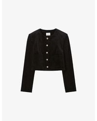 Claudie Pierlot - Boxy Round-Neck Stretch-Velvet Jacket - Lyst