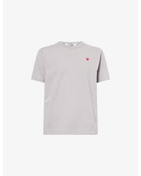 COMME DES GARÇONS PLAY - Small Heart-Embroidered Cotton T-Shirt - Lyst