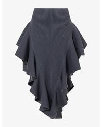 Alaïa - Ruffle-Hem Ribbed Wool-Blend Midi Skirt - Lyst