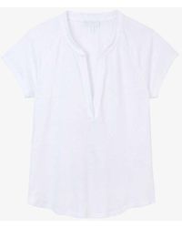The White Company - The Company Open-neck Short-sleeve Linen T-shirt - Lyst