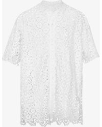 Toga Virilis Floral-embroidered Short-sleeved Lace Shirt - White