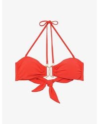 Reiss - Johannah Halter-Neck Stretch-Woven Bandeau Bikini Top - Lyst