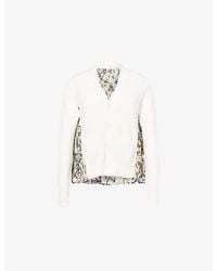 Sacai - Floral-Panel Knitted Cardigan - Lyst