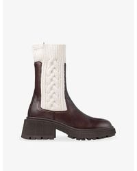 Jimmy Choo - Tamia Knitted And Leather Ankle Boots - Lyst